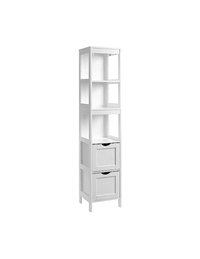 Dulap inalt pentru baie Vasagle BBC66WT, 30x30x141.5cm, Alb - 1
