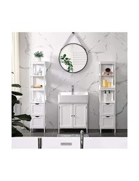 Dulap inalt pentru baie Vasagle BBC66WT, 30x30x141.5cm, Alb - 2