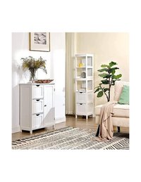 Dulap inalt pentru baie Vasagle BBC66WT, 30x30x141.5cm, Alb - 3