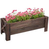 Outsunny Vas ridicat din lemn pentru plante si legume, 100 x 36.5 x 36 cm, maro, capacitate 80 kg - 1