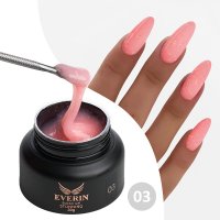 Gel Constructie Everin Stunning 03 Roz Coral cu Paiete Holografice | Gel Autonivelant Profesional - 1