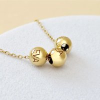 Colier Legaturi Pretioase - 3 bilute personalizate cu nume - Lantisor Forzatina- Argint 925 placat cu Aur Galben 18K - 1