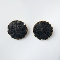 Cercei rotunzi metalici cu finisaj negru si auriu - 1
