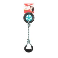 Jucarie pentru caini, Camon, roata TPR si franghie, 44 cm - 1