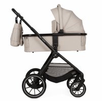 Carucior 2 in 1 pentru copii, Adamex Nova premium, doua piese distincte, suspensii, maner reglabil, roti mari anti-pana, greutate maxim admisa 22 kg, accesorii incluse, Bej - 4