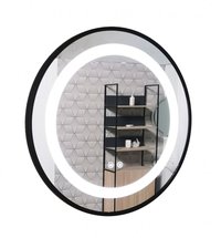 Oglinda cu iluminare LED si functie dezaburire, MD3, rama neagra, diametru 60 cm - 1