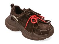 Pantofi sport dama GRYXX 8916, maro, din material textil si piele naturala - 1