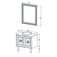 Set mobilier baie Arma, 3 piese, MDF alb, 80 cm - 2