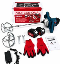 Mixer pentru mortar CAMPION PROFESSIONAL CMP1831, 2 acumulatori Li-Ion 48V, 0-850 RPM, prindere M14, 2 palete - 2