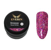 Gel Color Shimmer Rose Glitter EVERIN 5ml – 03 | Gel Roz Intens cu Sclipici Holografic pentru Manichiură Profesională - 1