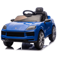 Masinuta electrica pentru copii, Porsche Cayenne, 70W 12V, scaun tapitat, culoare albastra - 1