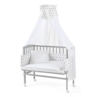 Patut Waldin Bedside 2in1 Gri, 90 cm x 55 cm, cu Laterala Detasabila si Saltea Inclusa - 1