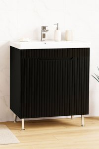 Baza Front MDF cu Lavoar Seria 733, 70 cm, Negru, Montata - 1