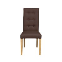 Scaun living TEO LUX, picioare lemn natur, piele ecologica maro deschis, 46x60x98 cm - 1