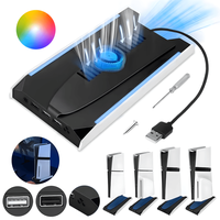 Stand Vertical Racire, Cooler Consola Playstation 5 Slim & Pro Disc/Digital, 3 Viteze, Iluminare LED RGB, 3 Porturi USB - 6