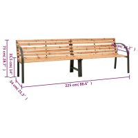 Banca dubla de gradina din lemn masiv de brad si otel, 225 cm - 5