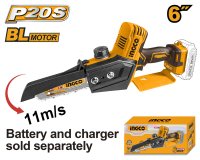 Drujba Electrica Portabila 20V, 15cm, Brushless - Ingco CGSLI2068 (Fara Acumulator) - 1