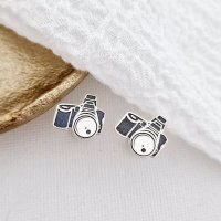 Cercei din Argint 925 - Design Aparat Foto, Dimensiune 12 x 12 mm - 1