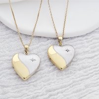 Medalion inima cu poze in interior - Yin&Yang - Argint 925 rodiat & placat cu Aur Galben 18K - Cristal White Zirconia - 1