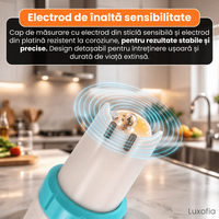 Detector de calitate a apei 7 in 1, Luxofia, afisaj LCD iluminat, calibrare automata, portabil - 5