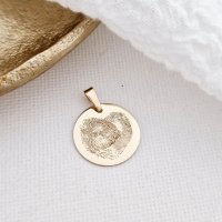 Pandantiv in forma de inima cu amprenta personalizata, aur galben 14K - 1