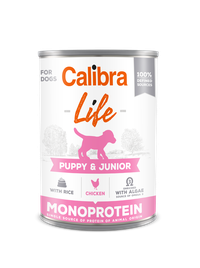 Hrana umeda pentru caini Calibra Dog Life Puppy & Junior cu Pui si Orez, 400 g - 1