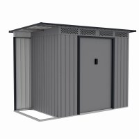 Căsuță de grădină metalică MESTERINO Chester-A, Gri/Bej, 257x142x184 cm, cu uși culisante și bază metalică - 1