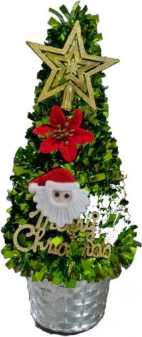 Brad artificial Novokids Mini Christmas Tree Verde deschis, 35 cm, cu decoratiuni si suport pentru casa si birou - 1