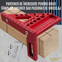 Vinclu 45º/90º CZAY®, Echer 3D, Unghiuri intre 22,5º si 90º, Precizie Ridicata, Rezistent la Rugina, 112*85*79 mm - 2