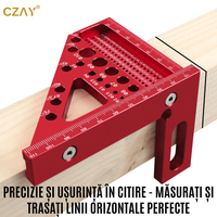 Vinclu 45º/90º CZAY®, Echer 3D, Unghiuri intre 22,5º si 90º, Precizie Ridicata, Rezistent la Rugina, 112*85*79 mm - 4