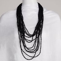 Colier lung multiE ir negru textil ,   design fluid, elegant - 1