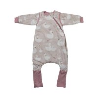 Sac de dormit Bebe Stars cu maneci detasabile, 70 cm, 2.5 Tog, pentru iarna, din bumbac Oeko-Tex, model Swan - 1