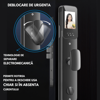 Yala inteligenta Smart cu recunoastere Faciala, Incuietoare cu Camera Video, Amprenta, Card, Parola, Cheie, Aplicatie - 7