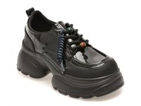 Pantofi GRYXX 77813 negri din piele naturala lacuita, cu siret - 1