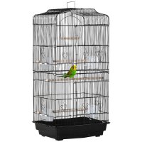 Voliera PawHut pentru Pasari Mici cu Stinghii, Leagan si Boluri, 46.5x35.5x92 cm, Negru | Aosom Romania - 1
