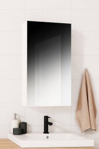 Dulap baie, 1 usa, oglinda, alb, 40x14x68 cm - 1