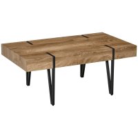 HOMCOM Masa de Cafea Dreptunghiulara cu Stil Industrial si Picioare Metalice - 1