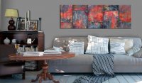 Tablou - Metal Mosaic: Red 150x50 cm - 2