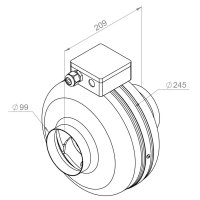 Ventilator in-line circular de tubulatura,Ruck Rs, 250 mc/h - 230V/50Hz - 2