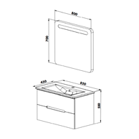 Set mobilier baie Irmak suspendat 3 piese gri 85 cm - 2