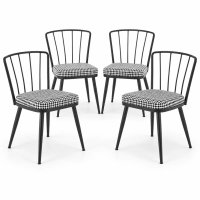 Set de 4 scaune metalice Fiona pentru balcon, terasa, bucatarie, birou, dining - Homs, negru - 1