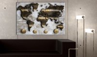 Tablou din plută - Golden Journey [Cork Map] 90x60 cm - 2