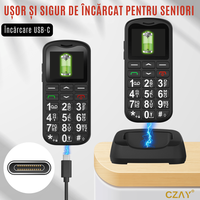 Telefon Mobil pentru Seniori CZAY®, Meniu Romana si Maghiara, Butoane Mari, Autonomie 7 Zile, Volum Mare, Buton SOS, 2G - 4