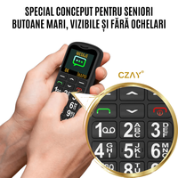 Telefon Mobil pentru Seniori CZAY®, Meniu Romana si Maghiara, Butoane Mari, Autonomie 7 Zile, Volum Mare, Buton SOS, 2G - 5