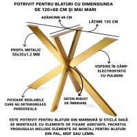 Picioare Metalice Homs pentru Masa, Gold, 120x68x71 cm - 1