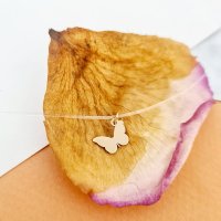 Choker Personalizat Aur Galben 14K cu Pandantiv Fluture - Lant Silicon - 1