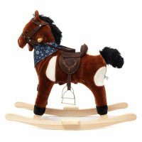 Calut balansoar din plus Baby Mix cu melodie de cowboy si efect de galop Arthur maro deschis - 1