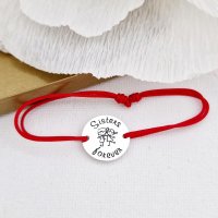 Bratara personalizata Sisters Forever din Argint 925 cu snur reglabil - 1