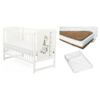 Set Patut Bebe Babyneeds Timmi Girafa cu Saltea Cocos Confort II si Protectie Impermeabila, 120x60 cm, Alb - 1
