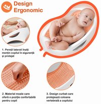 Suport de baie ergonomic Little Mom Soft Pink - confort si stabilitate pentru bebelusi, dimensiuni 60.5 x 39 x 20 cm - 6